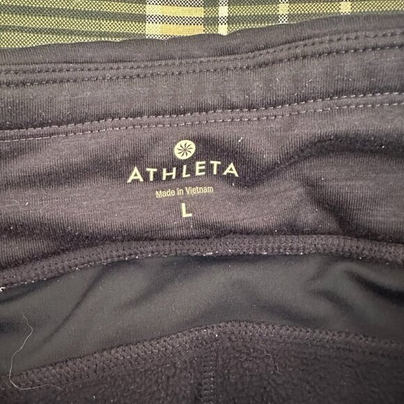 Athleta Leggings Womens Sz L Black Reflective Back Zip Pocket Athletic Stretch - Picture 7 of 11
